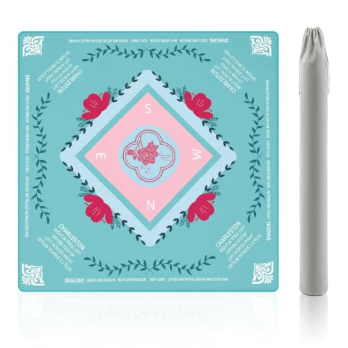 Mahjong Mat for Table 31.5 "x 31.5" American Mah Jongg Mat | Anti-Slip Noise-Reducing Rubber Table Mat Cover with Printed Rules Carrying Bag for Poker,Board Games,Dominoes - color: Green