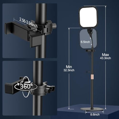 EMART Desktop Gooseneck Video Conference Lighting, Dimmable 2500-8500k | Large-Surface LED Panel Lamp for Desk with Phone Holder ,USB Flicker-Free for Podcast & Streaming ,Zoom Ring Light - size: 43.3inch