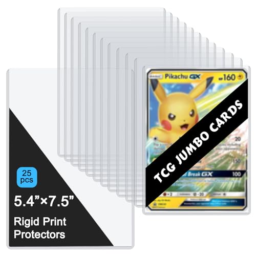 25PCS 5.4" x 7.5" Jumbo Card Sleeves, Rigid Print Protectors Clear Hard Plastic Large Card Sleeves for Jumbo Card, Top Loading Rigid Card Sheet Protectors for Postcards, Photos, Trading&Sports Cards - color: 5.4" X 7.5"(25 Pack)