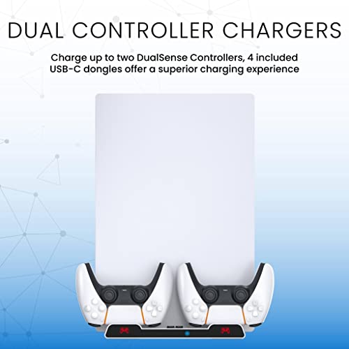 Surge Multi-Function Charging Stand for PlayStation 5 PS5 Digital and Disc Version with Cooling Fans, 2 Charge Docks for DualSense Controllers, 4X USB-C adapters, 2X USB-A Ports