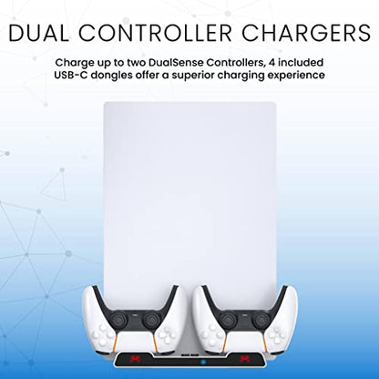 Surge Multi-Function Charging Stand for PlayStation 5 PS5 Digital and Disc Version with Cooling Fans, 2 Charge Docks for DualSense Controllers, 4X USB-C adapters, 2X USB-A Ports