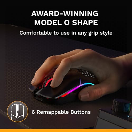 GLORIOUS Model O Classic Wireless PC Gaming Mouse - Low Latency, 19k DPI Sensor, Lightweight Honeycomb 69g, Customizable RGB, 100M Click Mechanical Switches, Programmable Buttons - Black - color: Black, style: Model O Classic (Ambidextrous)