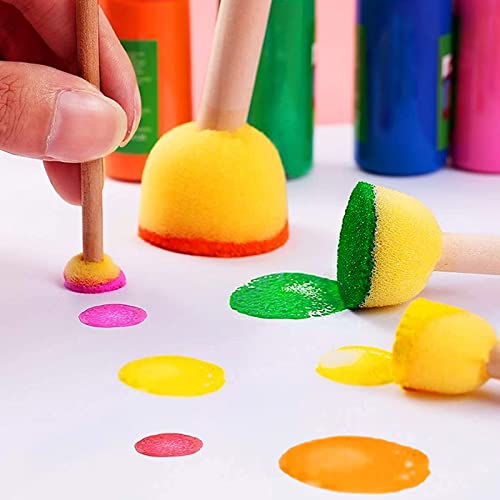 30 Pcs Round Sponges Brush Set, Round Sponge Brushes for Painting, Paint Sponges for Acrylic, Painting Tools for Kids Arts and Crafts (4 Sizes) - size: 30 PCS