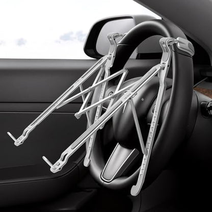 Car Laptop Mount steering Wheel Tray Holder, Height Adjustable Car Desk for Laptop iPad Computer Tablet, Foldable Portable Lap Laptop Stand for Car Vehicle Workstation for Truck SUV Tesla Motorhome