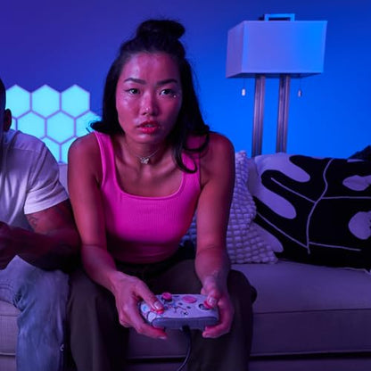 PDP Gaming REMATCH GLOW Enhanced Wired Controller: Licensed Gamepad for Xbox Series X|S, Xbox One, Windows PC, Mappable Back Buttons, Advanced Customizable App - Cherry Blossom (Pink Glow in the Dark) - color: Cherry Blossom (Glow in the Dark), style: Con