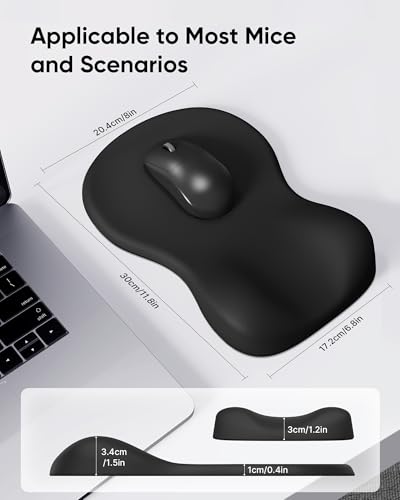 Ergonomic Mouse Pad with Wrist Rest, Mouse Pad Wrist Support(11.8L x 8W) | Large Size and Thick Mouse Mat, Hard Base, Non-slip - color: Black