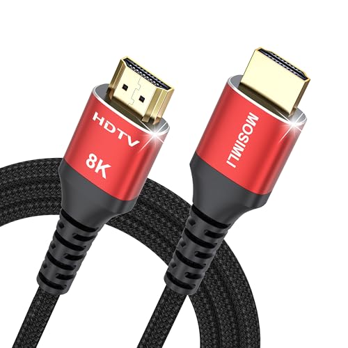 8K HDMI Cable 3FT, Braided HDMI 2.1 Cable, High Speed 48Gbps | Red easy identification, Support HDR10+, VRR, ALLM, eARC, HDCP 2.3 for TV, Monitor, Computer, Laptop, HDMI Switch - size: 3FT