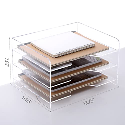 SANRUI Acrylic Paper Organizer Letter Tray for Desk, 3 Tier Enlarged File Sorter,Clear File Holder Desktop Shelf Document Storage for School Office Home - style: Enlarged 3 Tier File Tray Holder