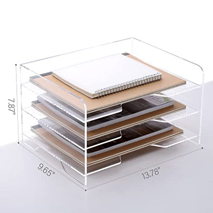 SANRUI Acrylic Paper Organizer Letter Tray for Desk, 3 Tier Enlarged File Sorter,Clear File Holder Desktop Shelf Document Storage for School Office Home - style: Enlarged 3 Tier File Tray Holder