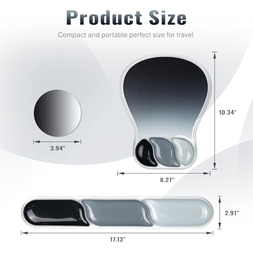Ospelelf Mouse Pad with Wrist Rest Set Gel Ergonomic Keyboard Wrist Support Anti-Slip Rubber Bottom Office Women Desk Accessories for Computer, Laptop and Gaming, Black and Grey - color: Black and Grey, style: Keyboard Rest + Mouse Rest + Coaster