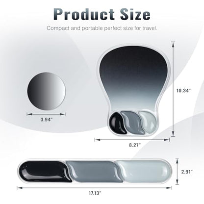 Ospelelf Mouse Pad with Wrist Rest Set Gel Ergonomic Keyboard Wrist Support Anti-Slip Rubber Bottom Office Women Desk Accessories for Computer, Laptop and Gaming, Black and Grey - color: Black and Grey, style: Keyboard Rest + Mouse Rest + Coaster