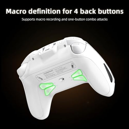Cintwor RG G01 Interactive Screen Wireless Gaming Controller for Steam/PC/Switch/Linux/Android/iOS, 2.4G Wireless Bluetooth Controller with Screen, Heart Rate Monitor, Hall Effect Triggers (White) - color: white