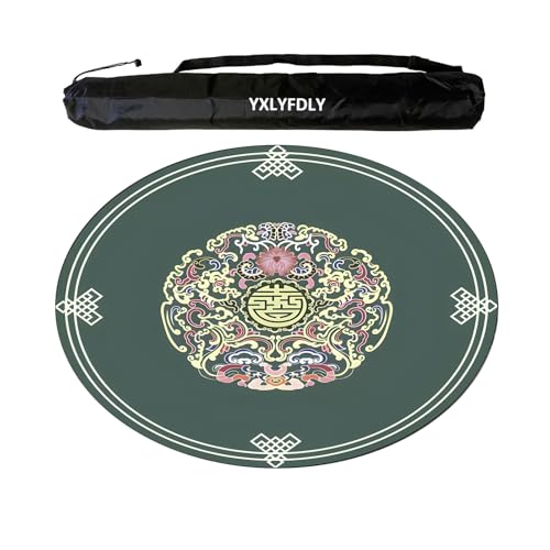 Round Mahjong Mat Thickened and Non-Slip Mahjong Tablecloth with Carrying Bag, Home Play Mat for Mahjong, Poker, Card, Board, Tile Games(Green,80cm/31.49in) - color: Green, size: 80cm/31.49in