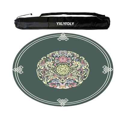 Round Mahjong Mat Thickened and Non-Slip Mahjong Tablecloth with Carrying Bag, Home Play Mat for Mahjong, Poker, Card, Board, Tile Games(Green,80cm/31.49in) - color: Green, size: 80cm/31.49in