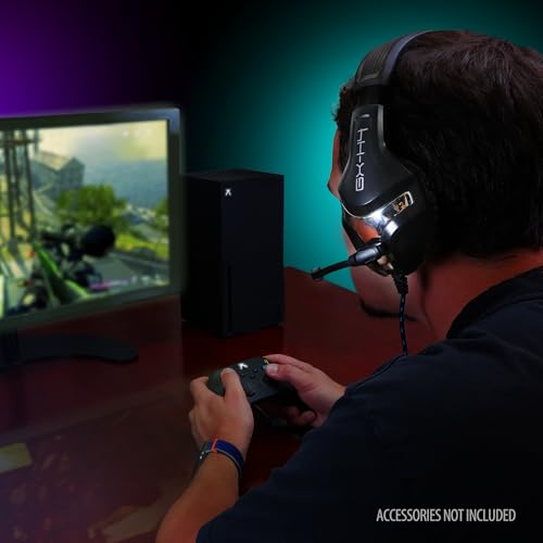 ENHANCE Gaming Headphones with Mic - PS4, Xbox One Headset with Immersive Stereo Sound, Soft Over Ear Headphones, Lightweight Comfort - Wired Gaming Headset for PS5, Xbox, PC
