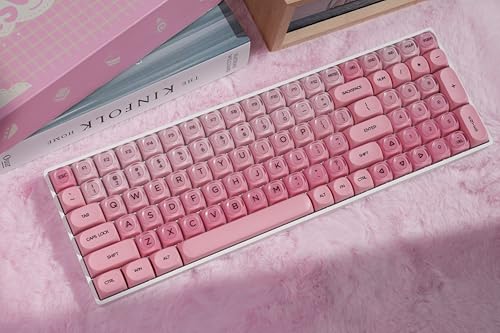 ZORNHER ZH100 Foundation Mechanical Kevboard,Pink Creamy Kevboard with Number Pad,Girly Keyboard,Full Size Gaming Keyboard Cute,Jelly MOA Profile,Creamy Sounding Linear Switches - color: Pink Foundation, size: Creamy Switch