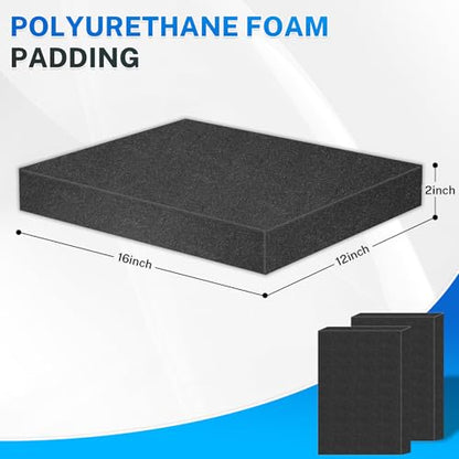 Polyurethane Foam Padding, 2 PCS 16 x 12 x 2 Inch Black Soft Cuttable Packing Foam Inserts for Cases, Furniture, Automotive and Packaging - color: Black, size: 16x12x2 2P