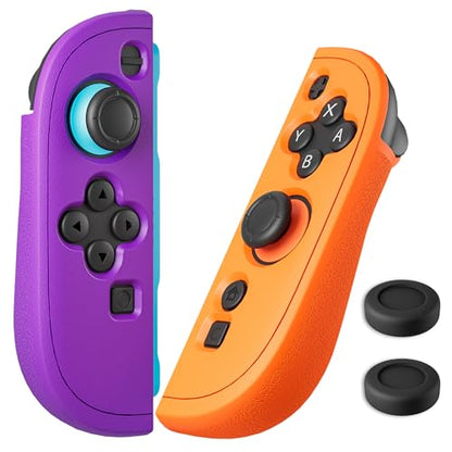 FUNDIARY Replacement for Nintendo Switch 2 Controller, Switch Wireless Controllers Compatible with Switch 2, Anti-Slip Soft Silicone Protective Cover with 2 Thumb Caps, Purple+Orange - color: Orange and Purple