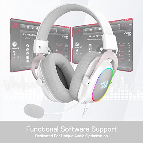 Redragon H510 Zeus-X RGB White Wired Gaming Headset - 7.1 Surround Sound - 53MM Audio Drivers in Memory Foam Ear Pads w/Reliable Fabric Cover- Multi Platforms Headphone - USB Powered for PC/PS4/NS - color: White H510 RGB