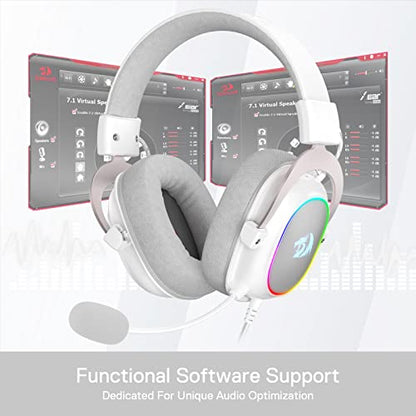 Redragon H510 Zeus-X RGB White Wired Gaming Headset - 7.1 Surround Sound - 53MM Audio Drivers in Memory Foam Ear Pads w/Reliable Fabric Cover- Multi Platforms Headphone - USB Powered for PC/PS4/NS - color: White H510 RGB