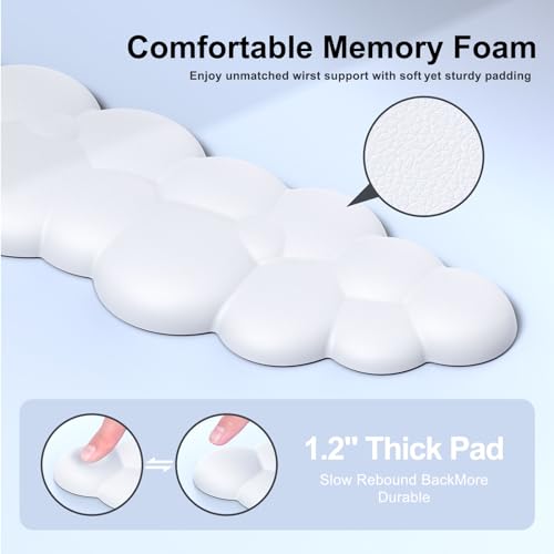MOKURU Cloud Mouse Pad with Wrist Rest, Cloud Keyboard Wrist Rest, Mouse Pad Wrist Support, Ergonomic Keyboard Mouse Wrist Support White - color: White