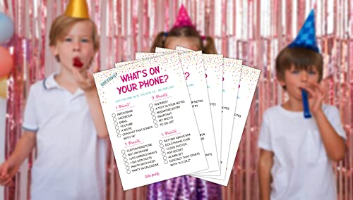 Birthday Game Cards - Teens birthday party game - 30cards – Birthday Game Card Set - (birth09) - color: What's On Your Phone