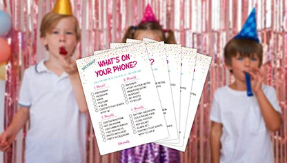 Birthday Game Cards - Teens birthday party game - 30cards – Birthday Game Card Set - (birth09) - color: What's On Your Phone