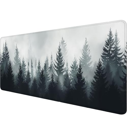 Misty Forest Gaming Mouse Pad Forest Tree XL Mouse Pad Large Mousepad Extended Laptop Keyboard Mat Gaming Desk Pad Mouse Mat 31.5"x11.8" Office Computer Keyboard Laptop Home - color: Misty Forest_017, size: 11.8" x 31.5"