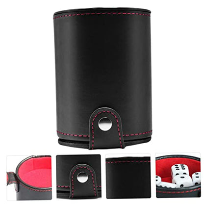 Leather Dice Cup Set Lids Professional Dice Shaker for Game Players PU Leather Double-Layer Storage for Table Games for Parties and Club Entertainment