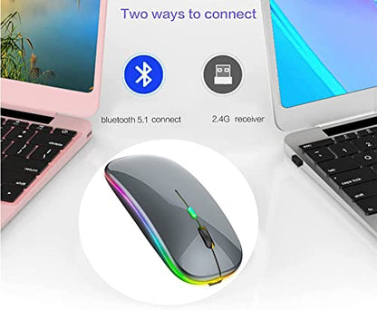 PEIBO Bluetooth Wireless Mouse for Laptop mac MacBook ipad MacBook air MacBook pro pc Desktop Computer Windows Chromebook Notebook (Gray Black) - color: gray black