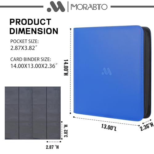 Card Binder 12 Pocket,Trading Card Binder Holds up to 1200 Cards with 50 Sleeves,Zipper Card Holder Album Compatible with TCG Card/Game Cards/Sports Card - color: Light Blue, size: 12 Pocket 1200