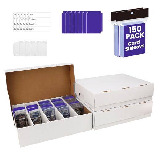 3 Pack Toploader Trading Card Storage Box,5Row 3200 Count Card Box,Bulk Box | Cardboard Storage Box With divider&Card Supporters for TCG/Magic/Mtg/Sports Cards/Baseball/ Game Card Storage and Collection - size: 3-PACK