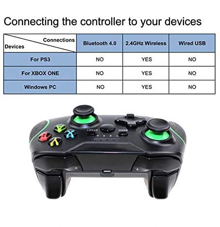 TECTINTER 2.4GHZ Wireless Controller for Xbox One Controller Compatible with Xbox One S/X/Elite, PS3, Windows 7/8/10 with Built-in Dual Vibration (Without Phone Clip) - color: BLACK