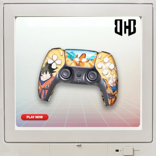 Overpowered Gokku Custom PS-5 Controller Wireless compatible with Play-Station 5 Console by BCB Controllers | Proudly Customized in USA with Permanent HYDRO-DIP Printing (NOT JUST A SKIN) (MODDED) - color: Overpowered Gokku, size: Modded - Front & Back Pr