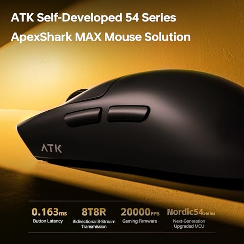 ATK Blazing Sky X1 V2 Ultra Max Wireless Gaming Mouse, PAW3395 Ultra Sensor, DPI up to 30,000, 55g Lightweight, 800 Hr Battery Life, All-New Nano Coating, Tri-Mode 2.4G/Bluetooth/Wired - White - color: White, style: Ultra Max