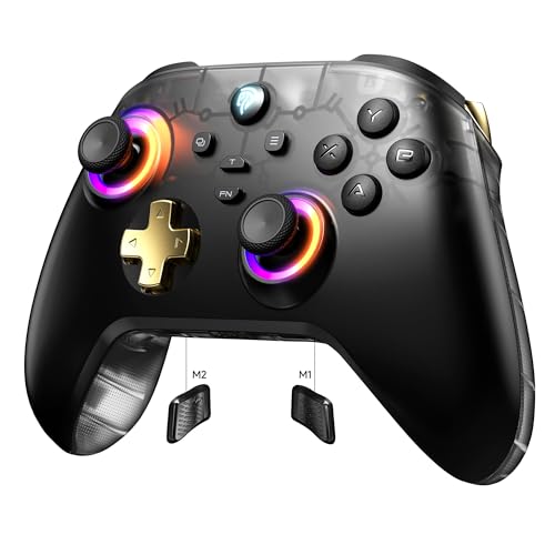EasySMX D05 PC Controller - Enhanced Wireless Bluetooth Controller with Hall Effect/Charging Dock/RGB Lighting - No Stick Drift, No Dead Zone - Work for Windows PC, Android, Steam and Switch - color: Black-Semi-transparent