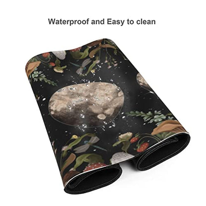 Galaxy Mouse Pad XL Extended Desk Mat, Computer Mousepad | Moon Phase Flower Mushroom Non Slip Rubber, Base Stitched Edge, Gaming Pc Large Mice Pad 31.5 x 11.8 Inch - color: Black25