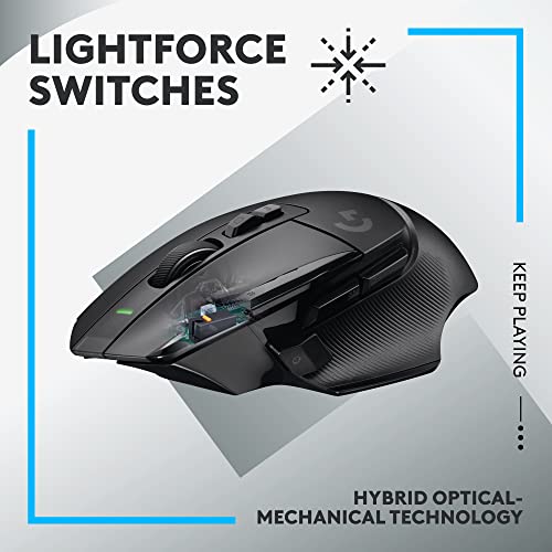 Logitech G502 X Lightspeed Wireless Gaming Mouse - Black | Optical Switches, 13 Buttons, <140 hrs Battery, USB-C, Infinite Scroll Toggle, Wireless Charging Capable, for PC/MacOS - color: Black, style: Wireless