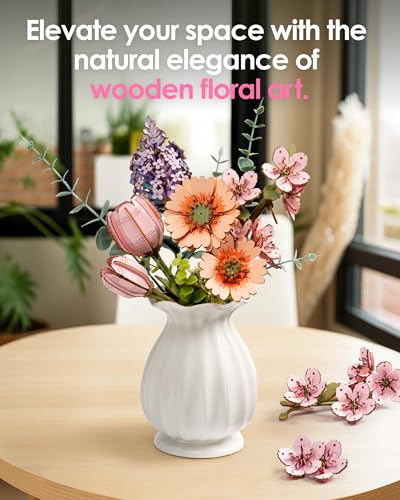 Rowood 3D Puzzles for Adults, DIY Wooden Flower Building Block Set Craft Kit,Mother's Day/Valentine's Day/Teacher's Day/Thanksgiving/Christmas/Birthday Gift for Mom/Grandma-Chamomile - style: Chamomile