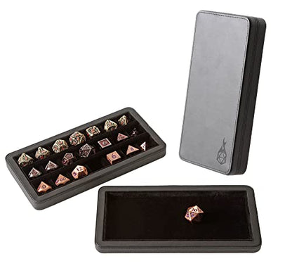 Forged Dice Co. Reliquary Large Divided Dice Case with Dice Tray for Polyhedral Dice Sets - 21 Felt-Lined Chambers - Magnetic Lid Closure - Metal Dice Storage Box - Black - color: Black