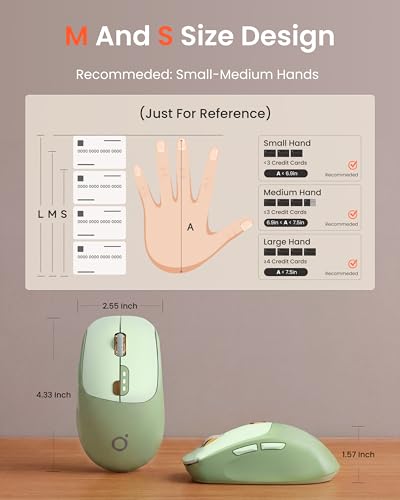 Bluetooth & 2.4G Dual-Mode Wireless Mouse with Visible Battery Indicator, Silent Rechargeable Computer Mouse, 1600 DPI, One-Click Desktop Privacy Key, Portable Mice for Laptop/PC/Mac - Green