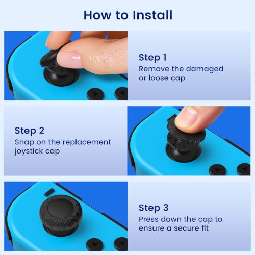 10PCS Joystick Cap Replacement for Nintendo Switch OLED/Lite, Soft Silicone Thumb Grip Covers with Anti-Slip Texture for Joy-Con Analog Sticks, Controller Repair Accessories