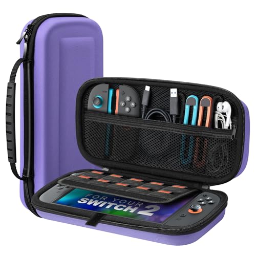 TiMOVO Carrying Case for Nintendo Switch 2 (2025), Purple | Large Capacity, Hard Shell Protective, 10 Game Card Slots, Pockets for Console & Accessories, Portable Travel Pouch - color: Purple, size: 10 Slots