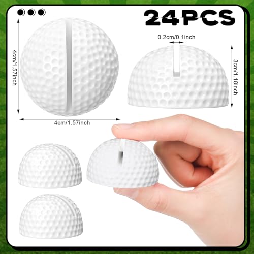 Leinuosen 24 Pcs Resin Golf Base Centerpieces Place Card Holder Half Golf Ball Shaped Table Number Holder Name Place Photo Stand for Office Menu Events Wedding Party - style: Half Golf Ball