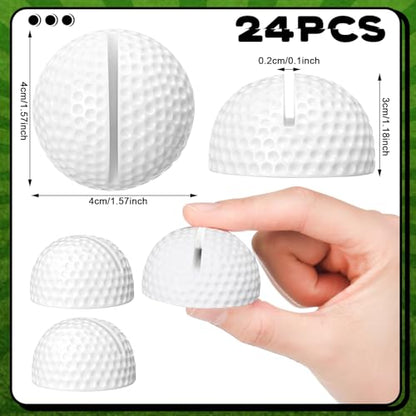 Leinuosen 24 Pcs Resin Golf Base Centerpieces Place Card Holder Half Golf Ball Shaped Table Number Holder Name Place Photo Stand for Office Menu Events Wedding Party - style: Half Golf Ball