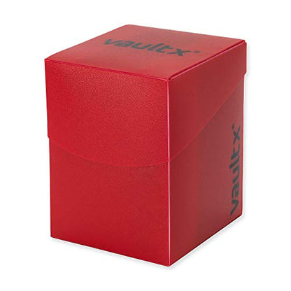 Vault X Large Standard Deck Box with 150 Black Sleeves, fits 100+ Sleeved Trading Cards (Red) - color: Red