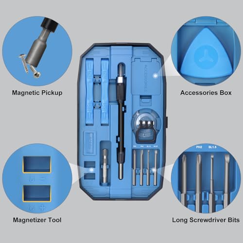 STREBITO Precision Screwdriver Set 153 in 1 Small Magnetic Screwdriver Set | Electronics Screwdriver Set Mini Repair Tool Kit for RC, Computer, PC, Laptop, iphone, Macbook, PS5, Xbox, Jewelers, Glasses - color: Blue