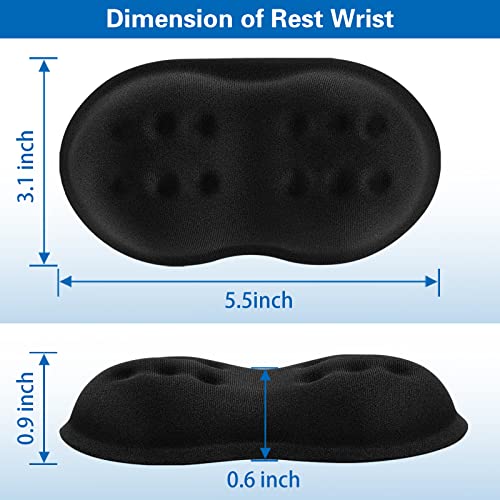 2 Pack Mouse Wrist Rest, Canjoy Wrist Rest for Mouse Memory Foam Wrist Pad | Superfine Fibre Soft Mouse Wrist Rest Pad Support Cushion with Anti-Skid Rubber Base, Pain Relief Mouse Hand Rest - color: Black-upgraded