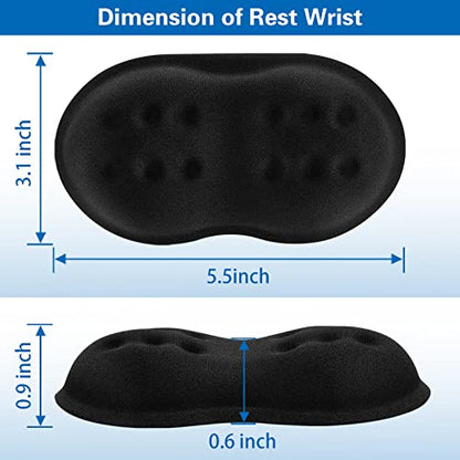 2 Pack Mouse Wrist Rest, Canjoy Wrist Rest for Mouse Memory Foam Wrist Pad | Superfine Fibre Soft Mouse Wrist Rest Pad Support Cushion with Anti-Skid Rubber Base, Pain Relief Mouse Hand Rest - color: Black-upgraded
