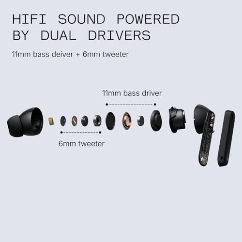 CMF Buds Pro 2 Wireless Earbuds with Smart Dial, 50dB Hybrid Noise Cancelling Earbuds Wireless Bluetooth 5.3, 11mm Bass with LDAC, 6 Hi-Res Audio Mics, 43H Playtime, Fast Charging Case, Dark Grey - color: Dark Grey